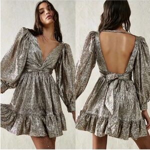 Sabina Musayev Roxana Metallic Mini Dress
